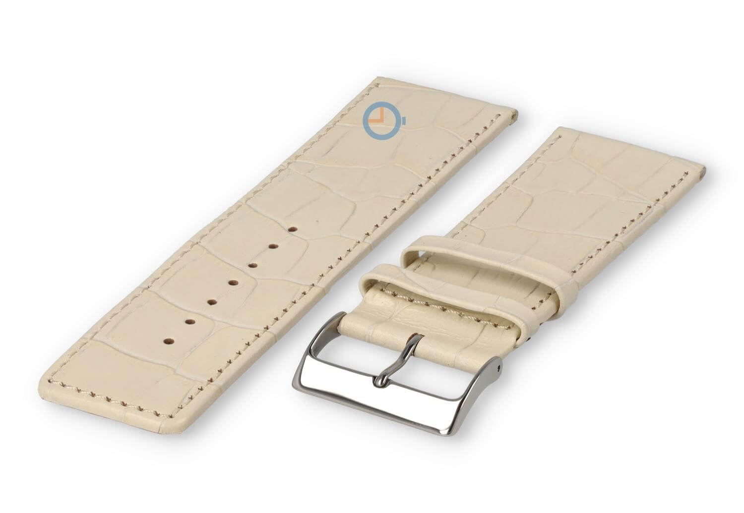 Kalfsleder band met croco-reliëf - 28mm - creme