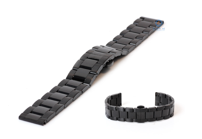 Horlogeband 18mm staal zwart mat/glans
