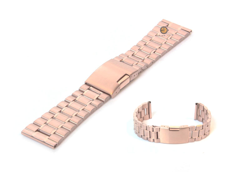 Horlogeband 23mm rosegoud staal mat/glans