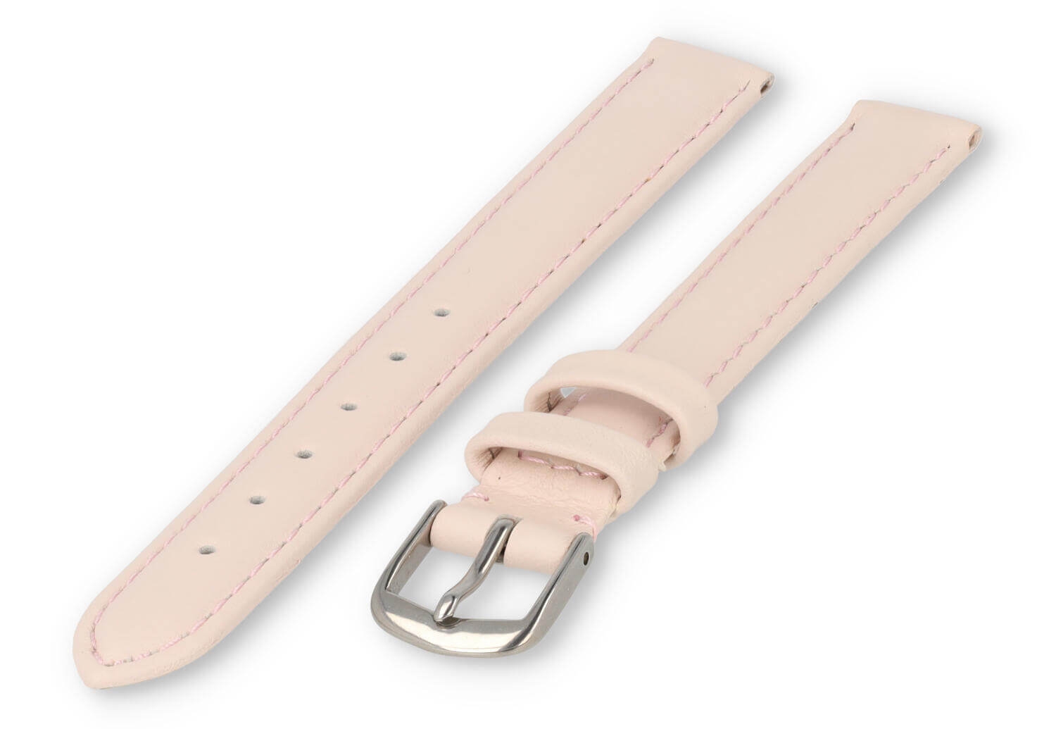 XL horlogeband glad leer - 12mm - pastelroze