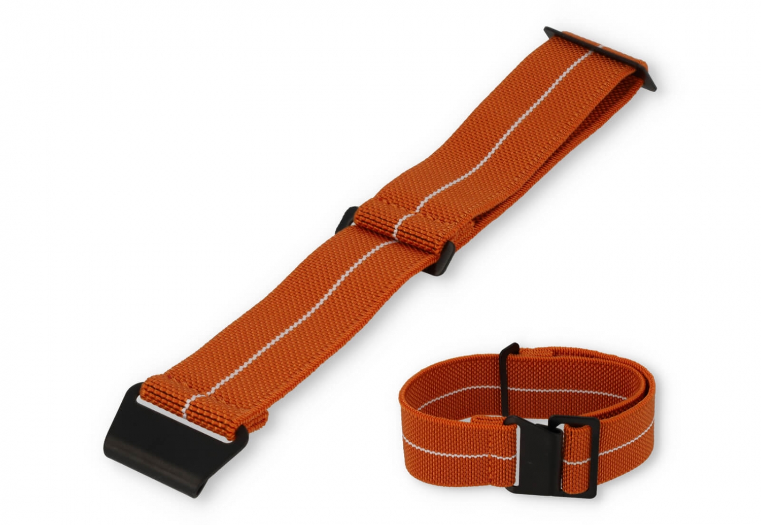 Elastische horlogeband 22mm nylon oranje - wit