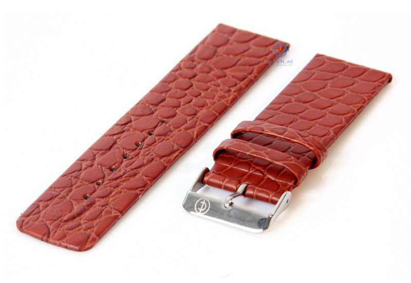 Horlogeband 24mm lichtbruin leer croco
