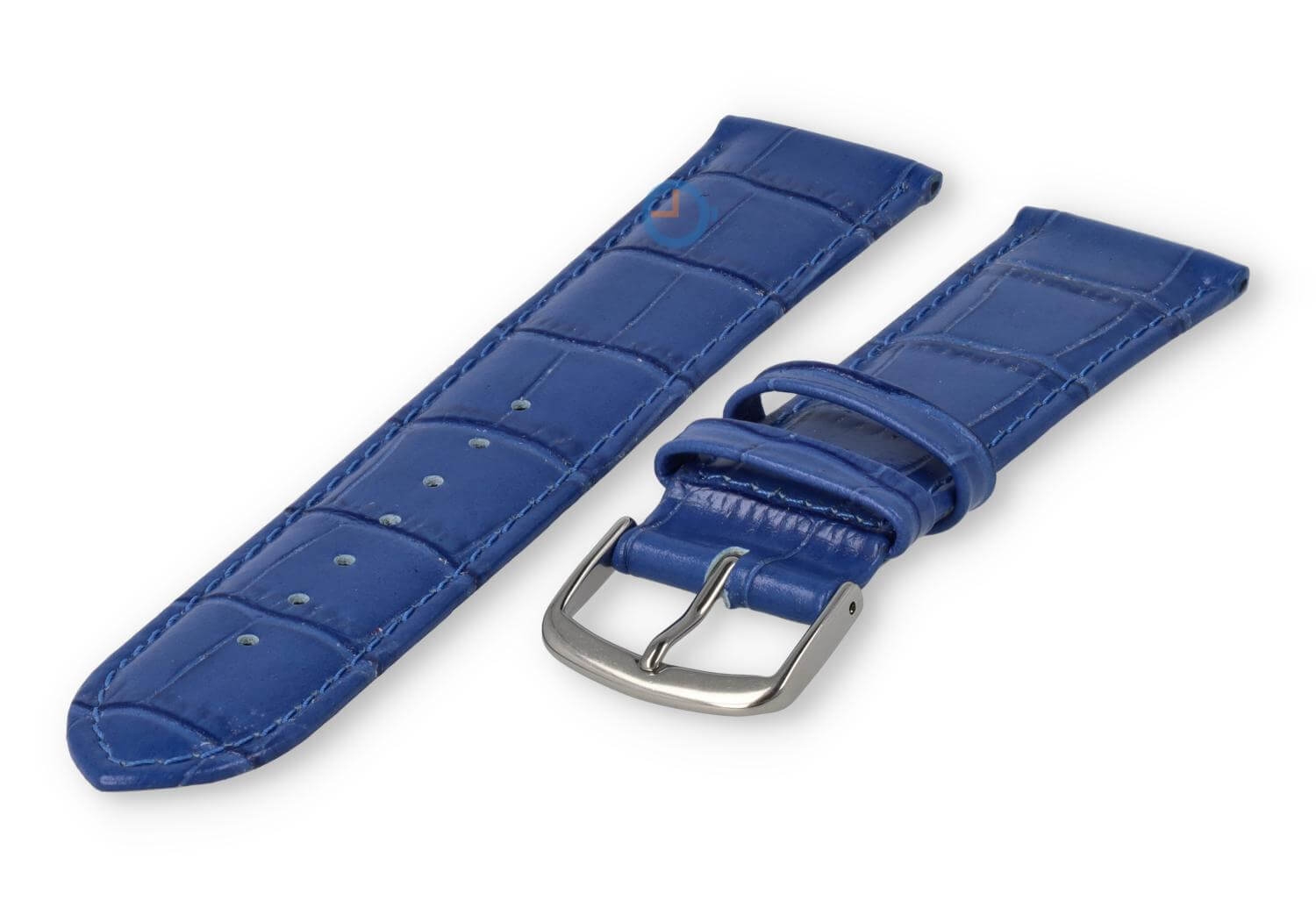 Leren horlogeband croco - 20mm - koningsblauw