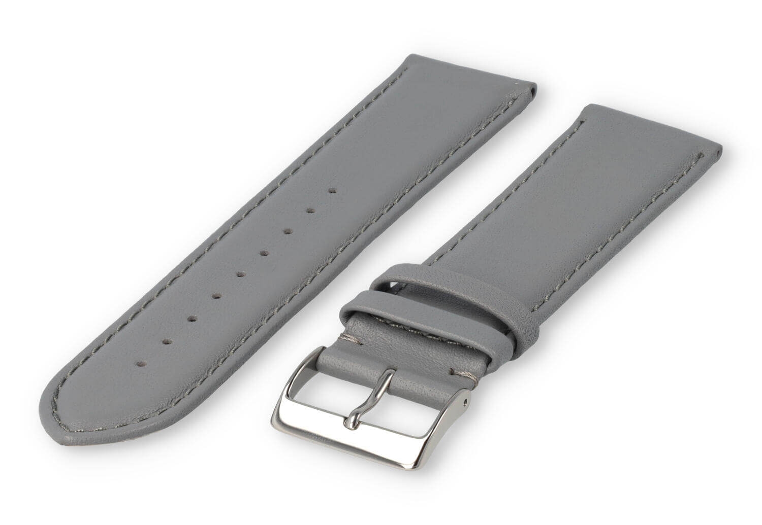 XL horlogeband glad leer - 24mm - lichtgrijs