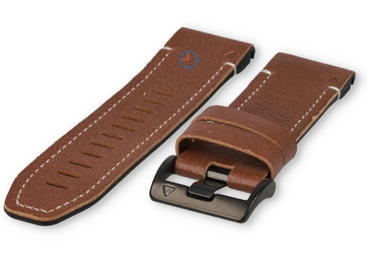Robuuste hybrid band - 26mm siliconen/leer - bruin
