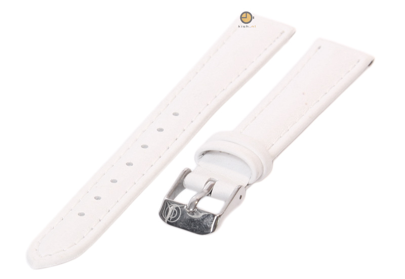 Horlogeband 14mm glad wit leer