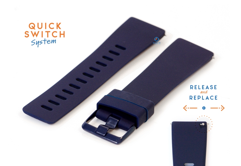 Horlogeband 23mm siliconen donkerblauw