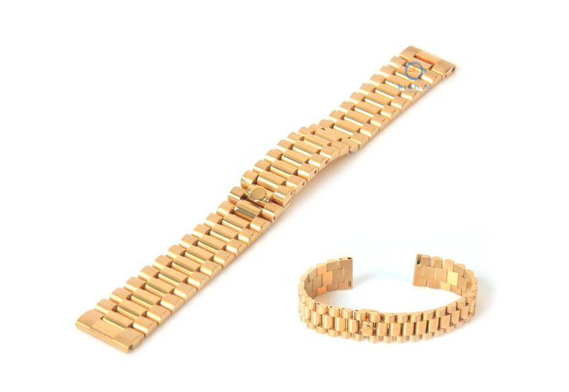 Horlogeband 18mm staal goud - deels gepolijst