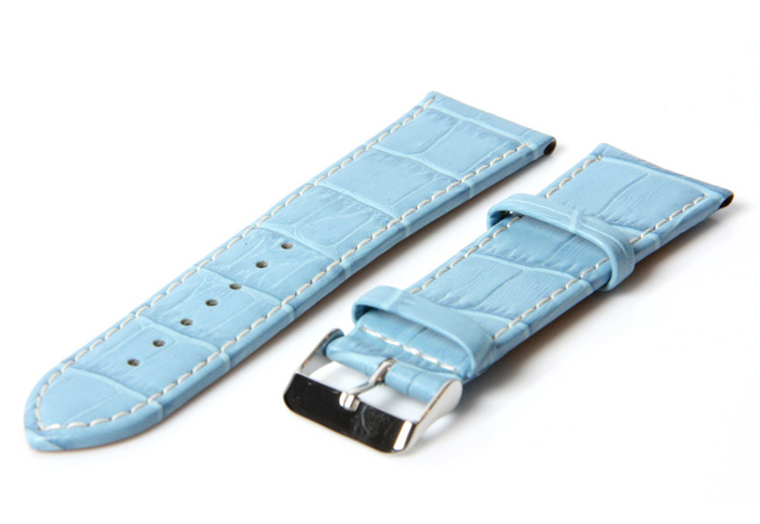 Horlogeband 28mm croco licht blauw