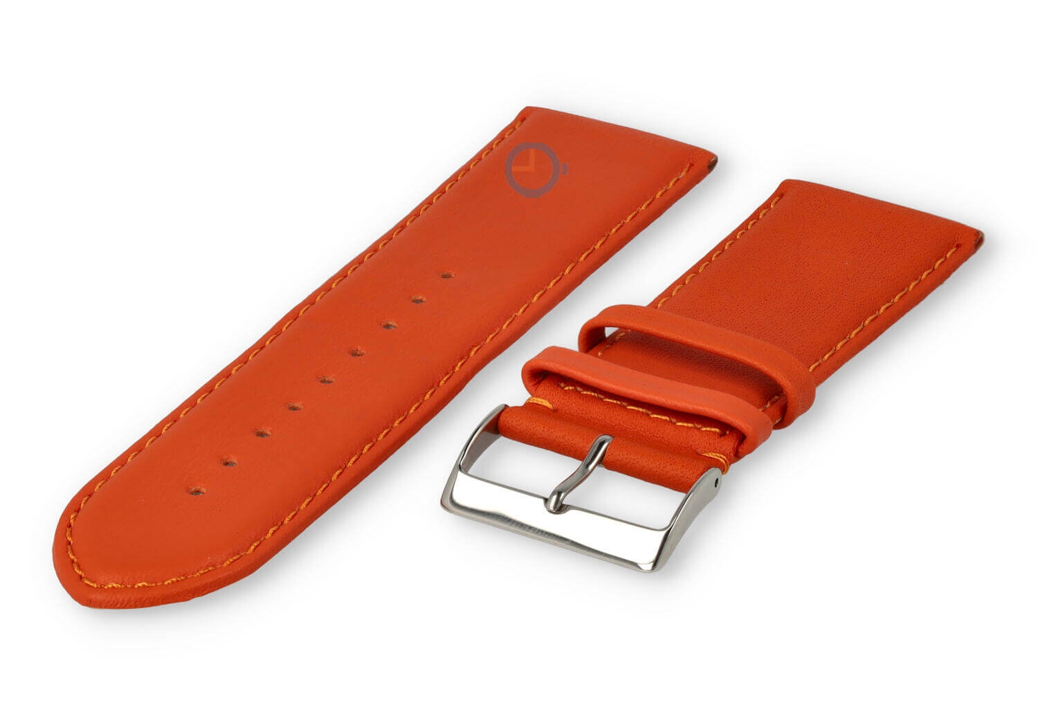 28mm horlogeband glad leer - oranje