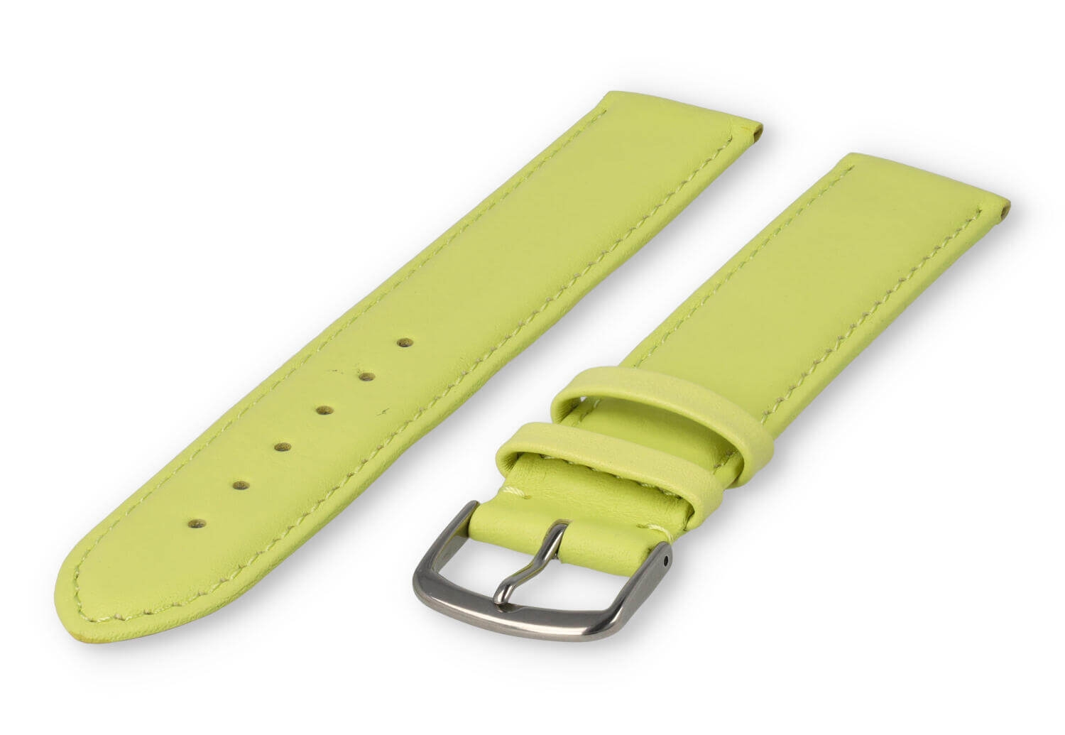 XL horlogeband glad leer - 22mm - limoen