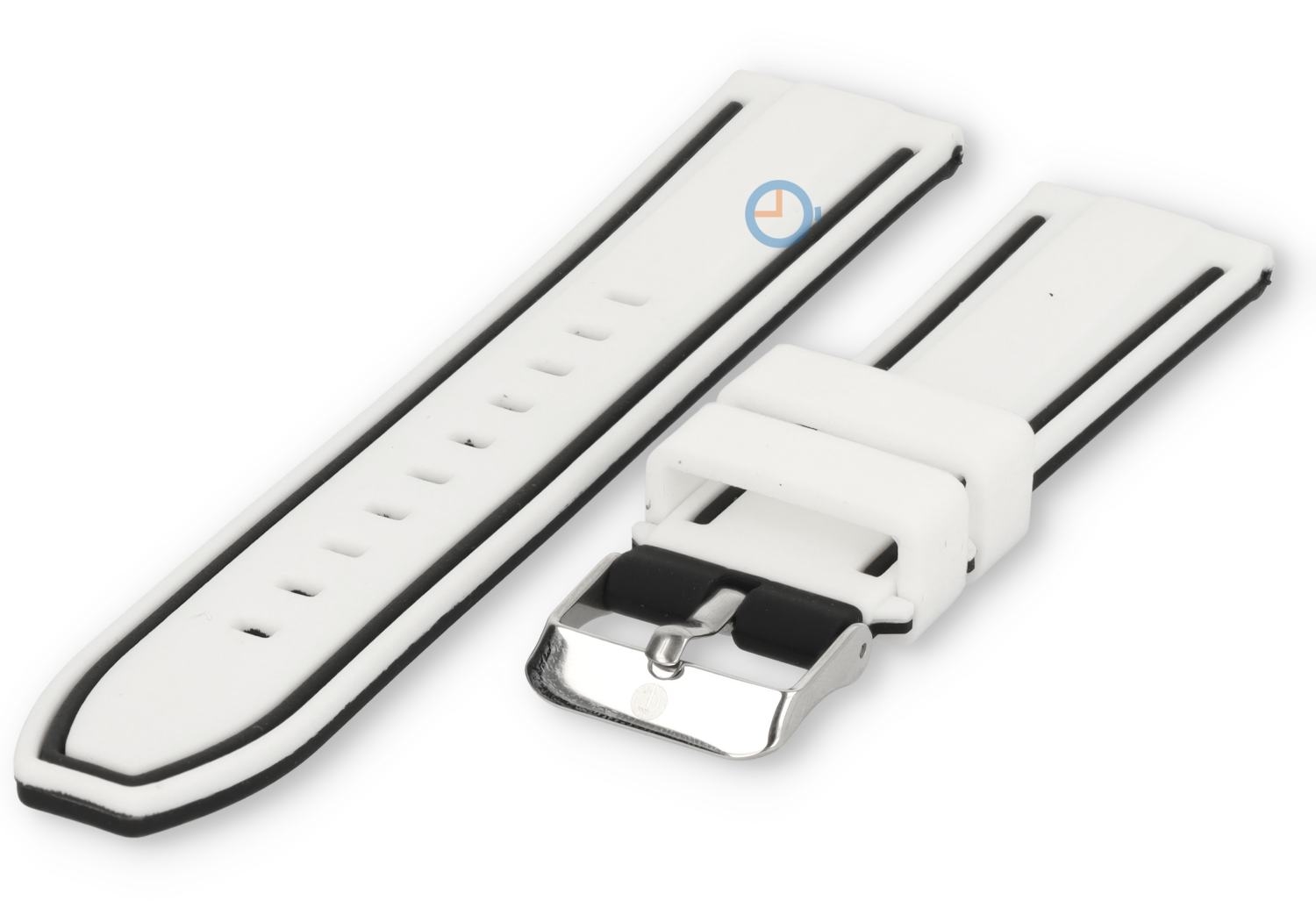 22mm siliconen horlogeband wit/zwart (reversible)