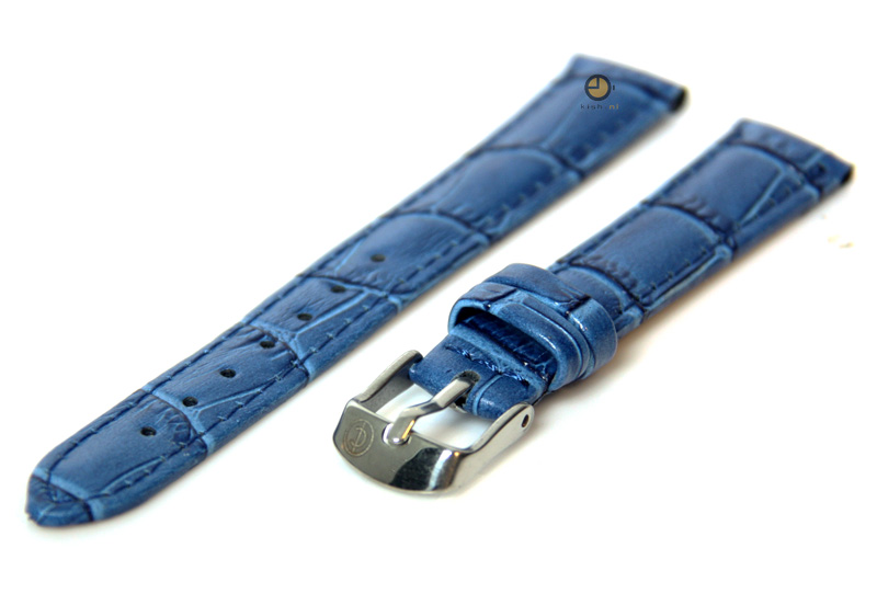 Horlogeband 14mm blauw leer kroko