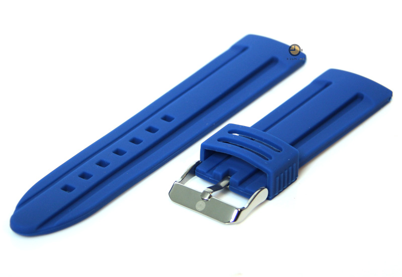 Horlogeband 22mm blauw siliconen