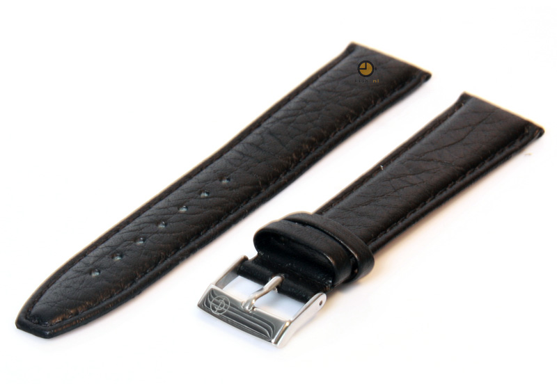 Horlogeband 20mm zwart buffelleer extra lang