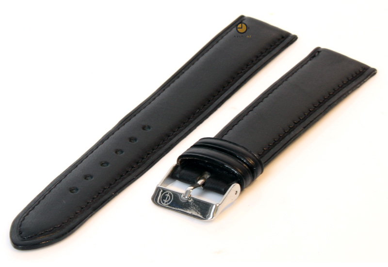 Horlogeband 22mm zwart leer XXL