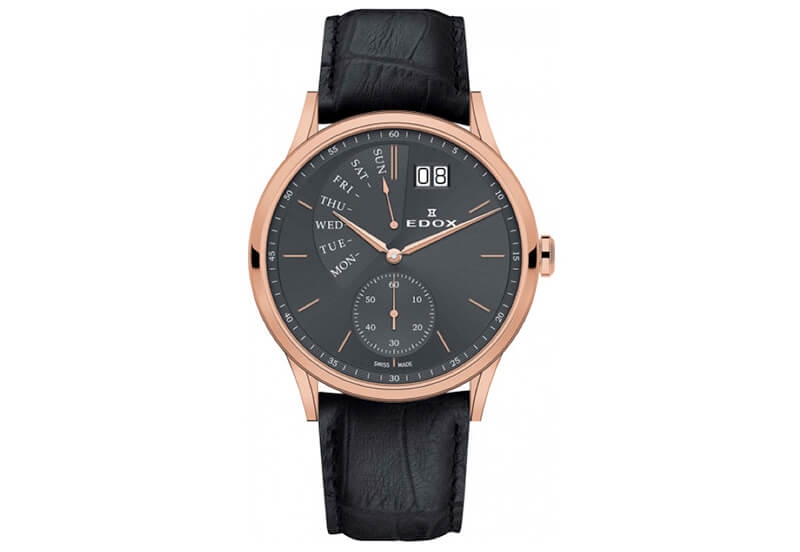 Edox Les Vauberts 34500 Horlogeband Zwart