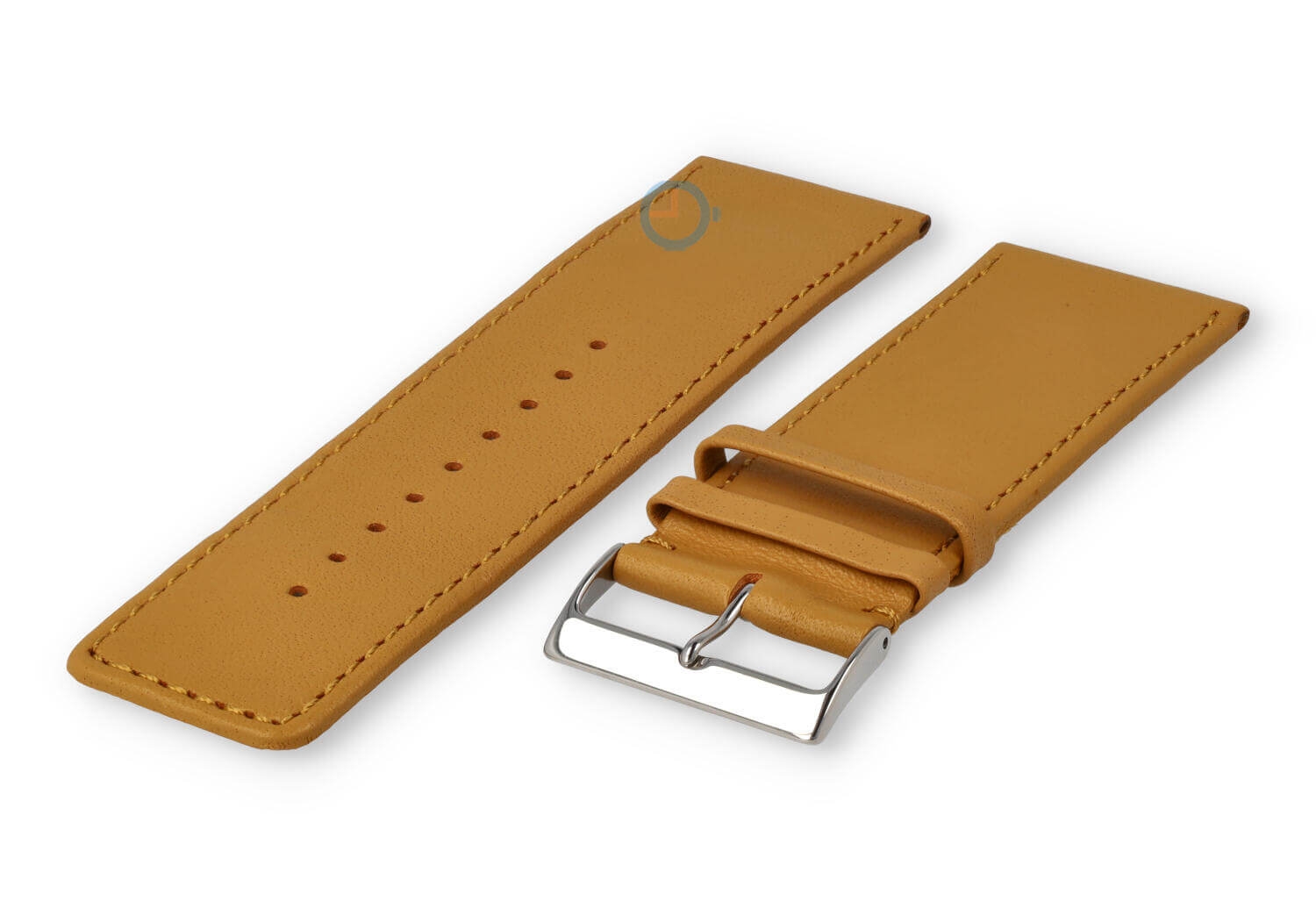 30mm horlogeband glad leer - lichtbruin
