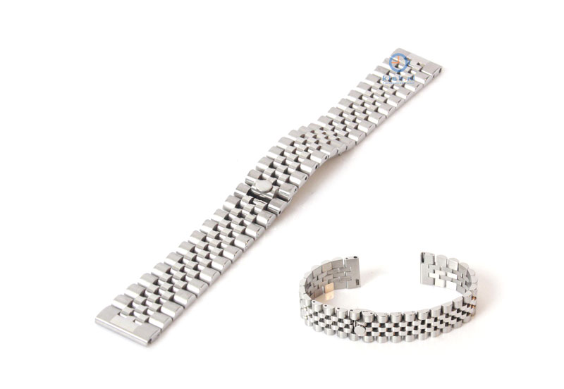 18mm Jubilee style horlogeband staal - zilver - deels gepolijst