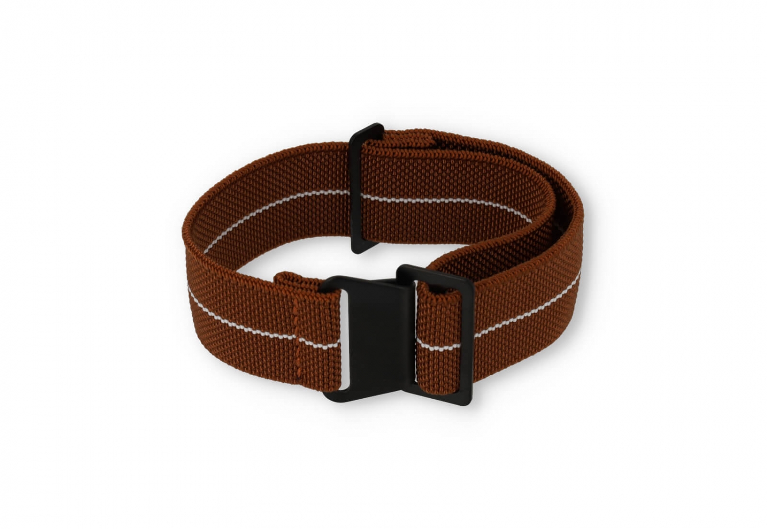 Elastische horlogeband 22mm nylon bruin - wit