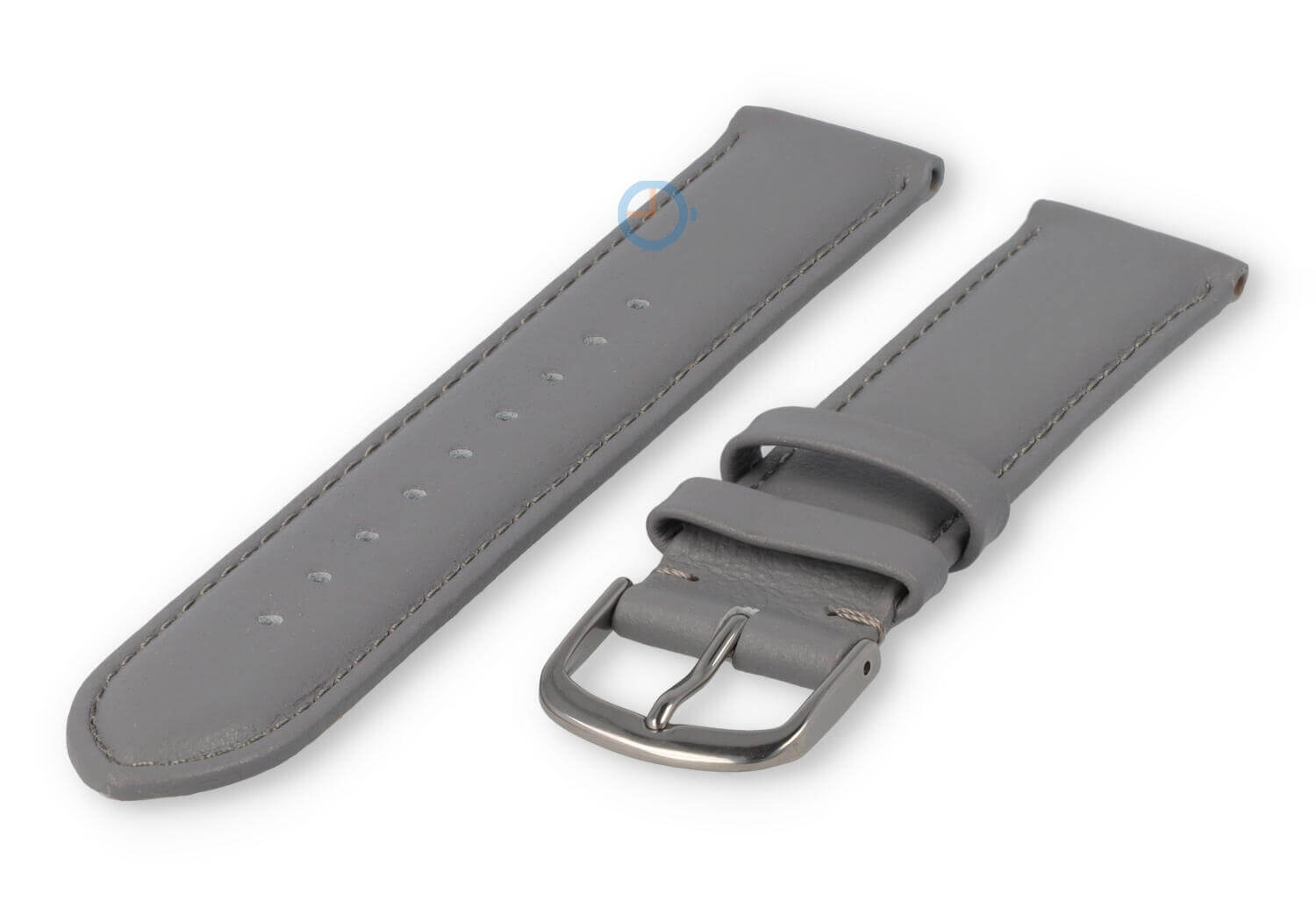 16mm horlogeband glad leer - lichtgrijs