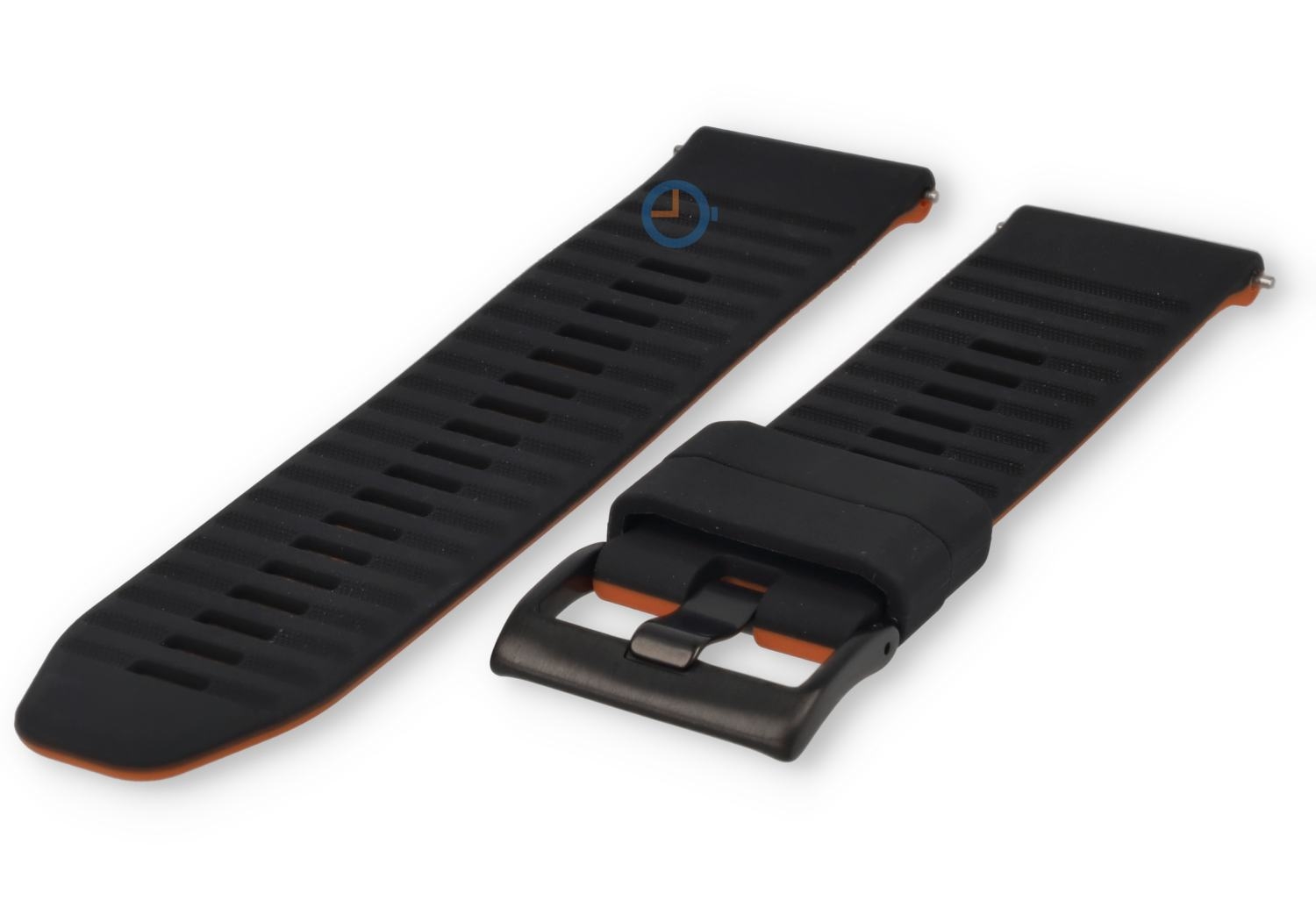 24mm siliconen horlogeband - zwart oranje - snelwissel