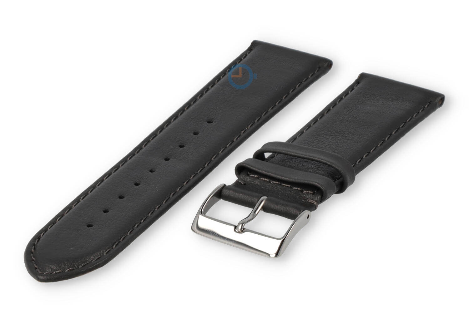 22mm horlogeband glad leer - donkergrijs