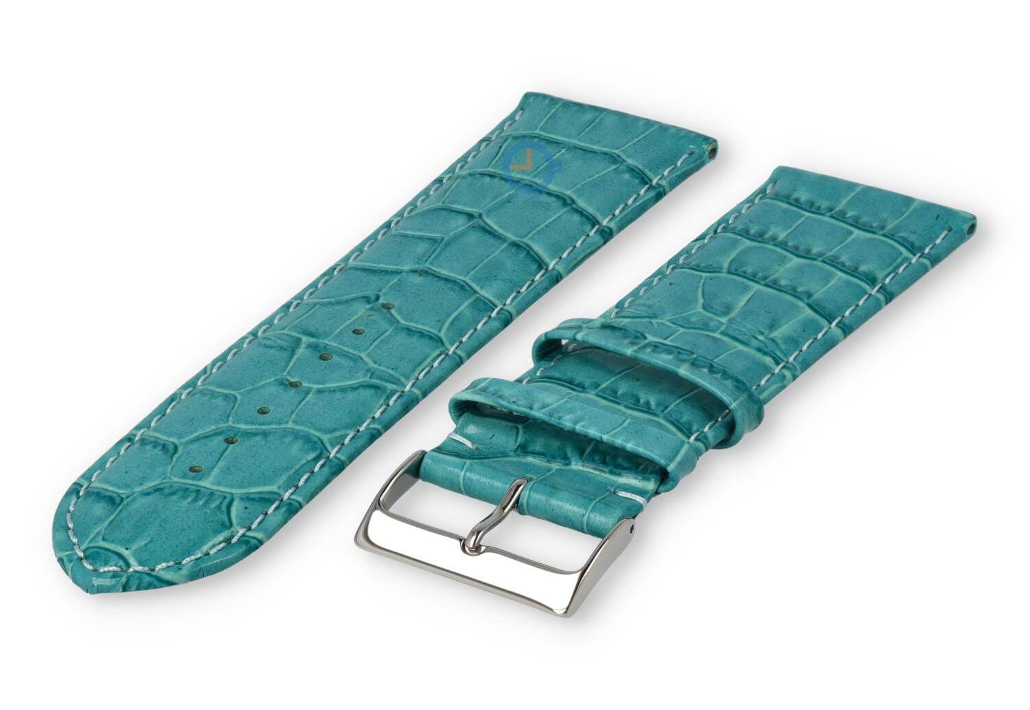 Kalfsleder XL band met croco-reliëf - 28mm - turquoise