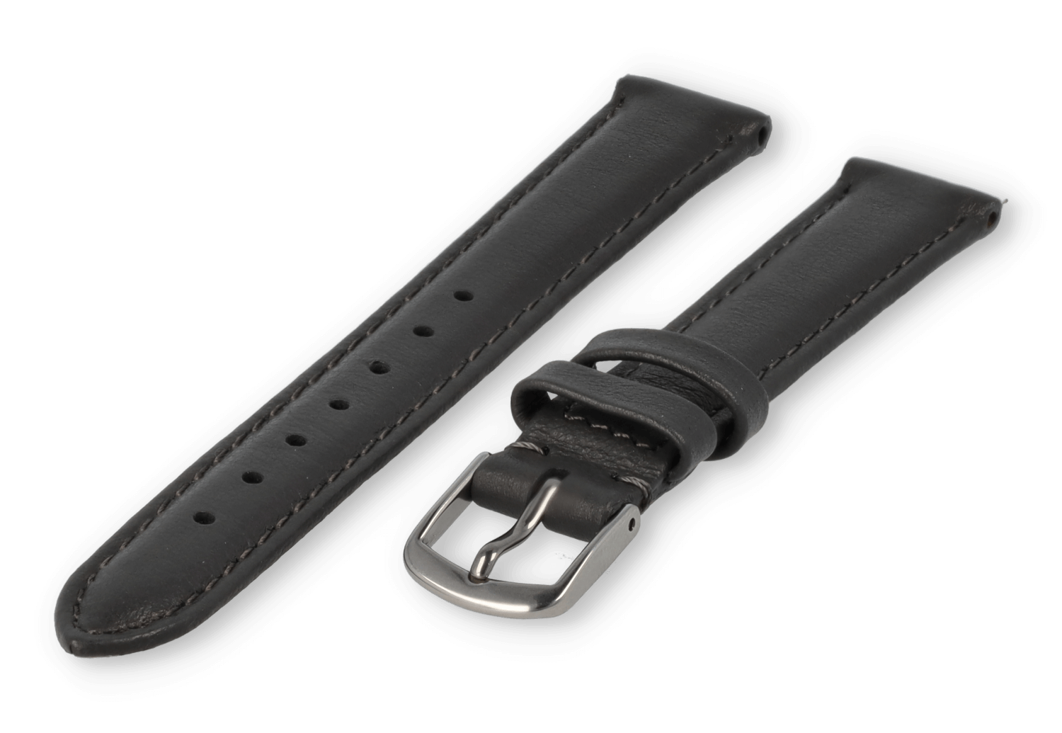 12mm horlogeband glad leer - donkergrijs