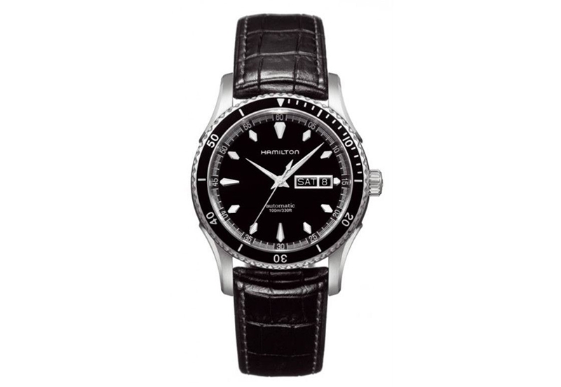 Hamilton horlogeband H37565731 - zwart leer
