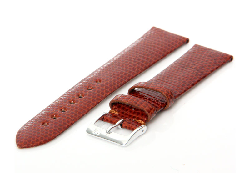 Horlogeband 20mm bruin hagedissenleer XL