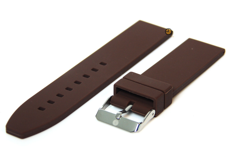 Horlogeband 24mm Bruin siliconen glad