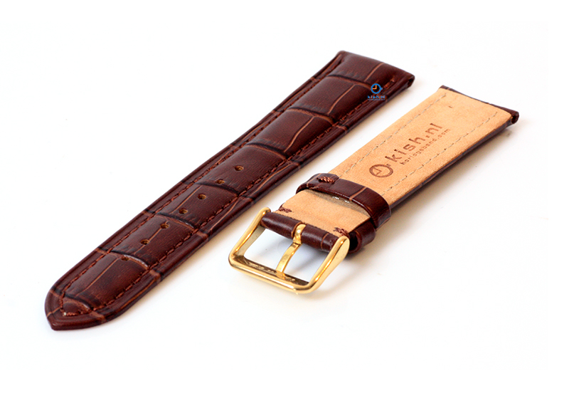 Luxe Hamilton horlogeband bruin leer - goud - 18mm