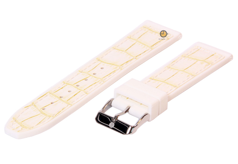 Horlogeband 22mm wit siliconen met croco