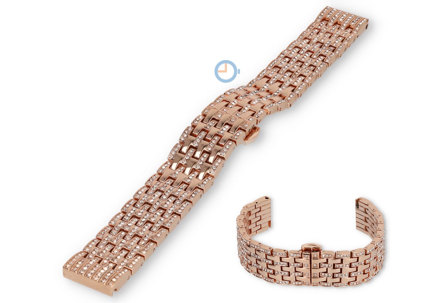 Horlogebandje met steentjes - 18mm - ros?oud