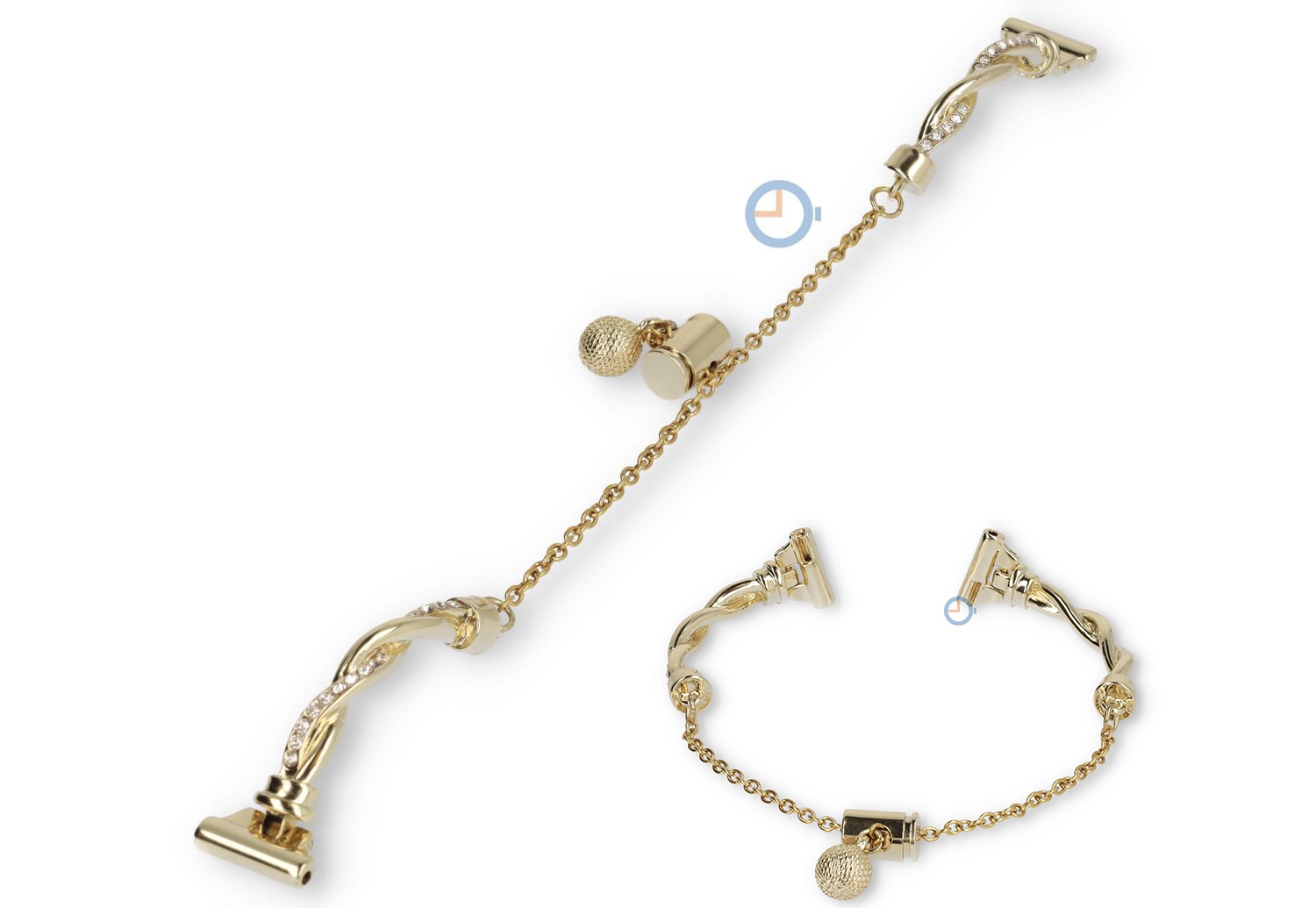 14mm sieraad horlogeband - goud met diamantjes