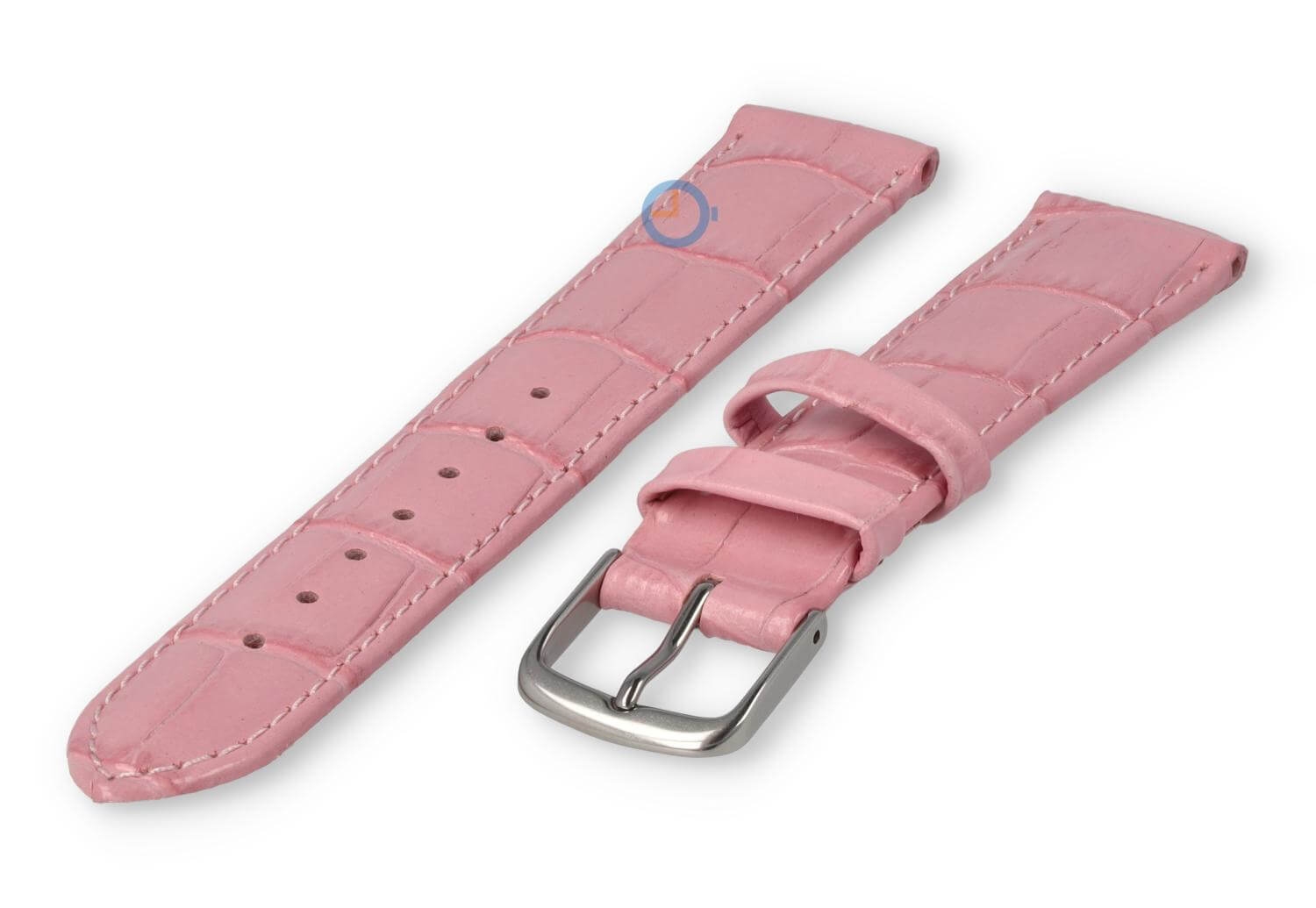 Crocoprint horlogeband leer - 18mm - roze