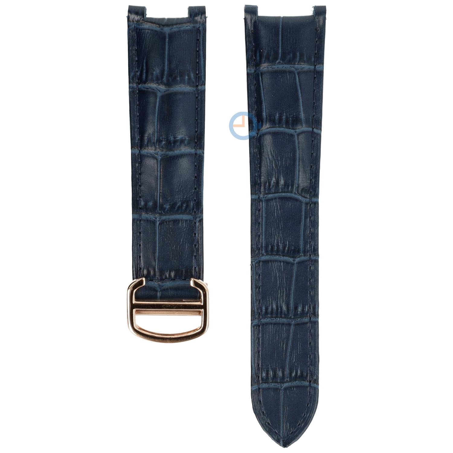 Horlogeband Cartier Pasha - 20/12 - blauw met roségoud