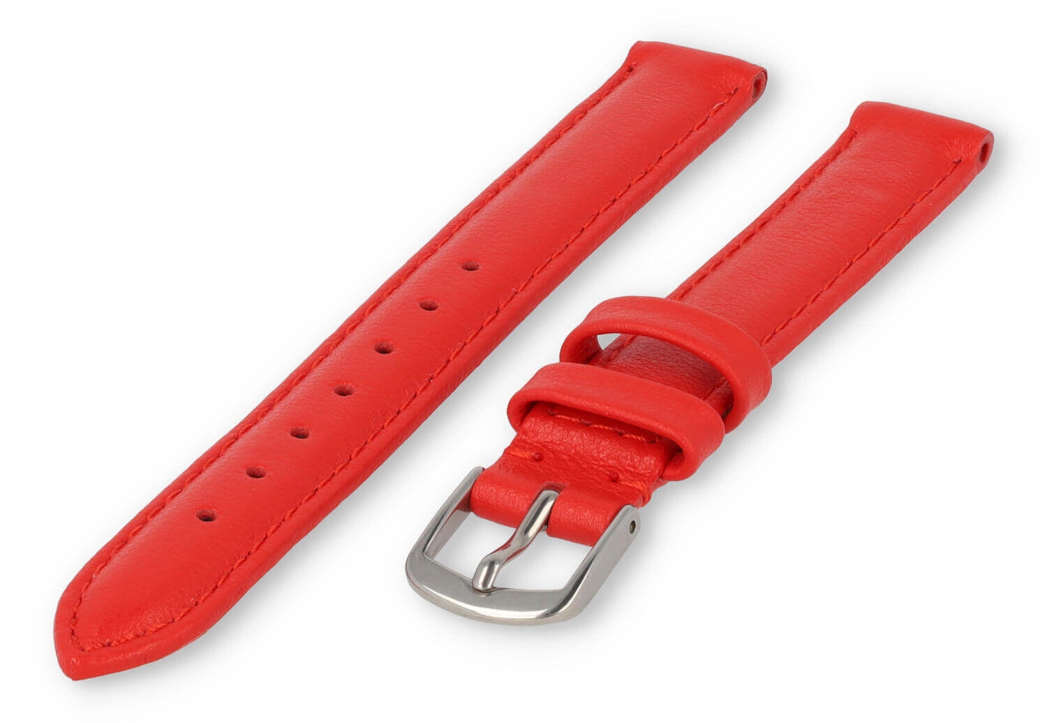XL horlogeband glad leer - 12mm - felrood