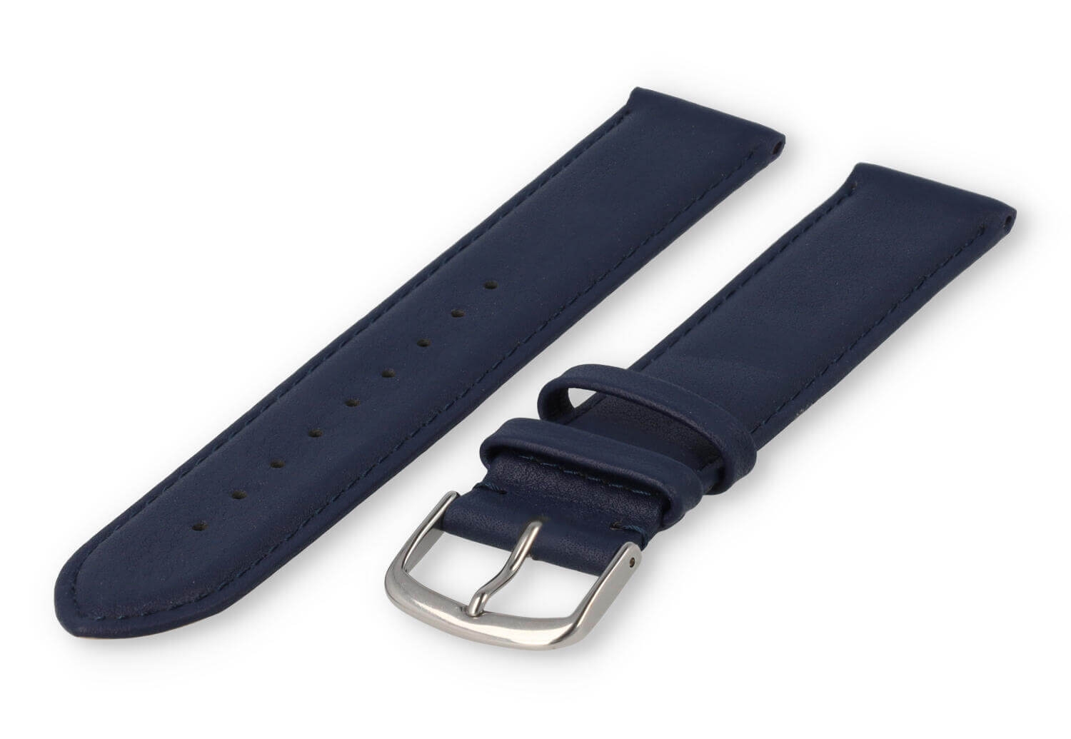 XL horlogeband glad leer - 22mm - donkerblauw