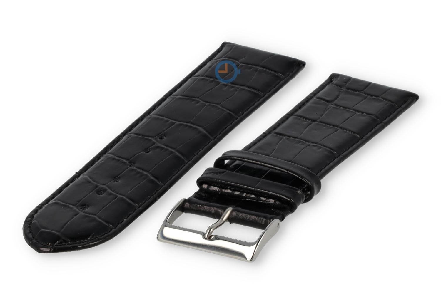 Kalfsleder XL band met croco-reliëf - 28mm - zwart