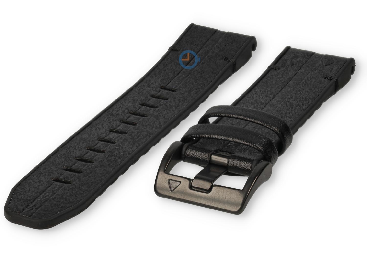 Hybrid bandje - siliconen/leer - 26mm - zwart