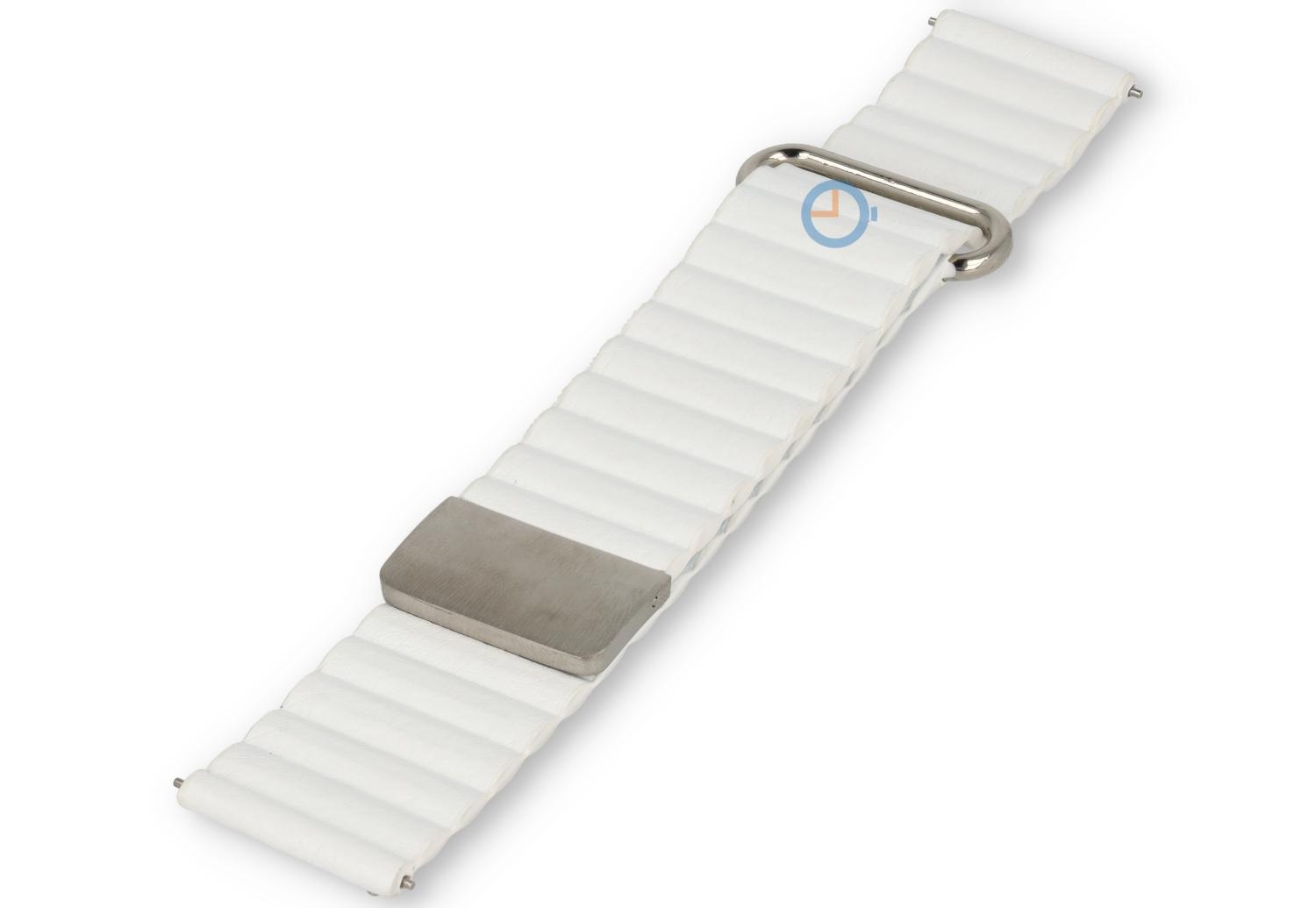 22mm leren band met magneetsluiting - wit