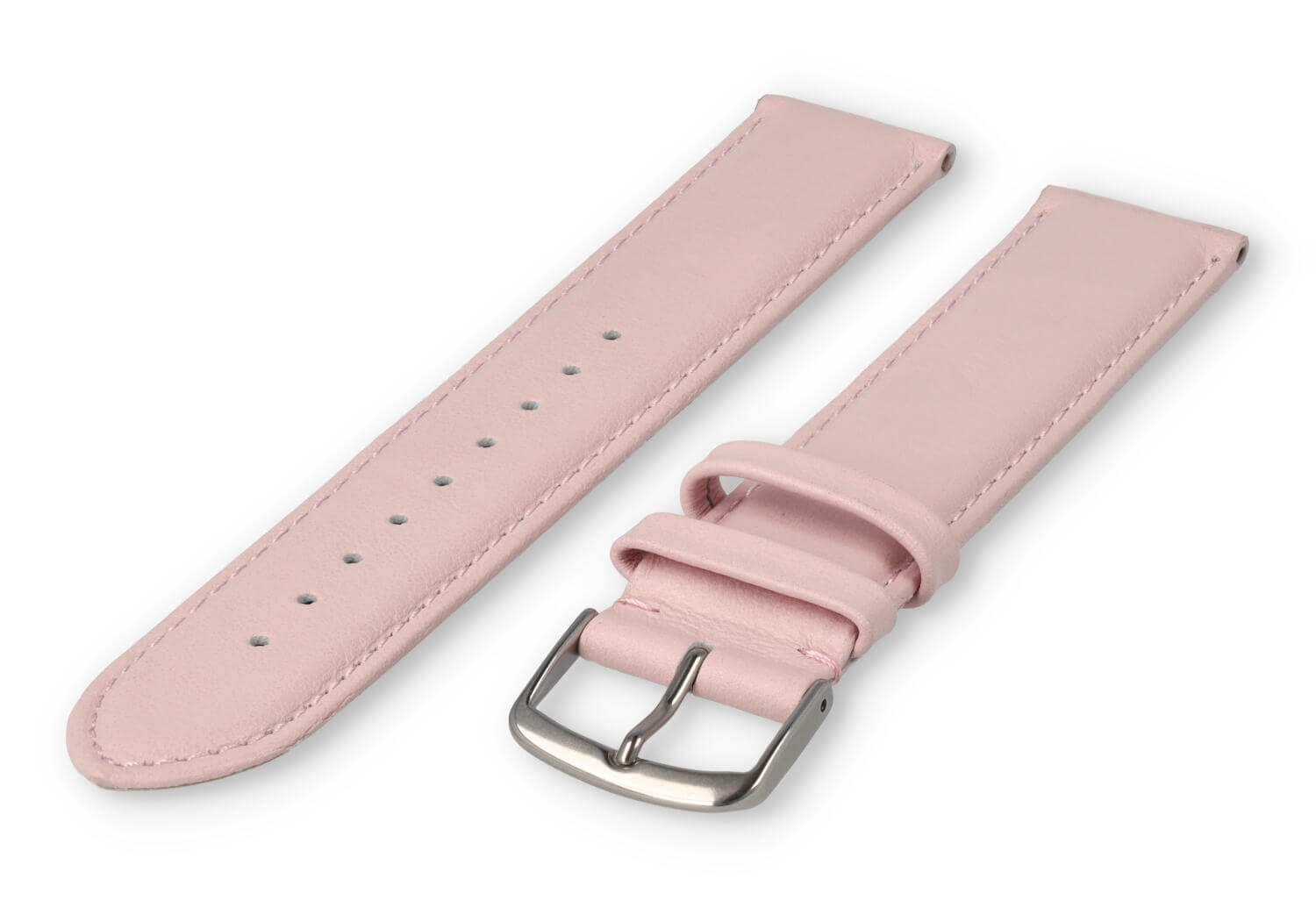 XL horlogeband glad leer - 20mm - pastelroze