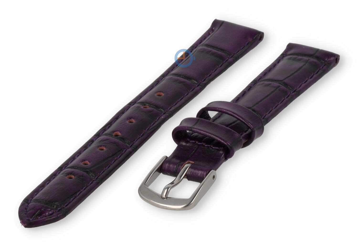 Leren bandje met krokoprint - 12mm - aubergine