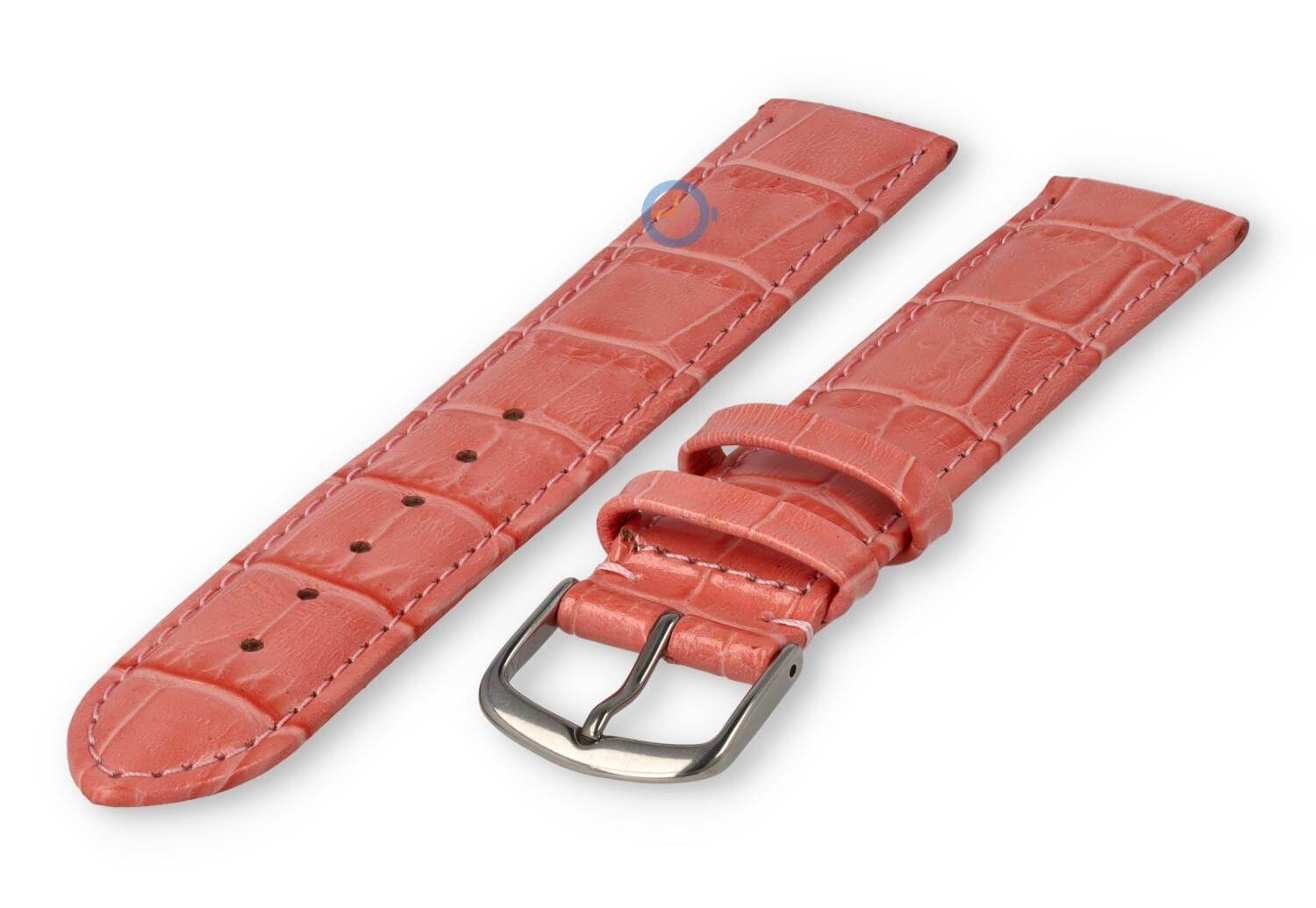 Extra lange horlogeband croco - 20mm - zalmroze