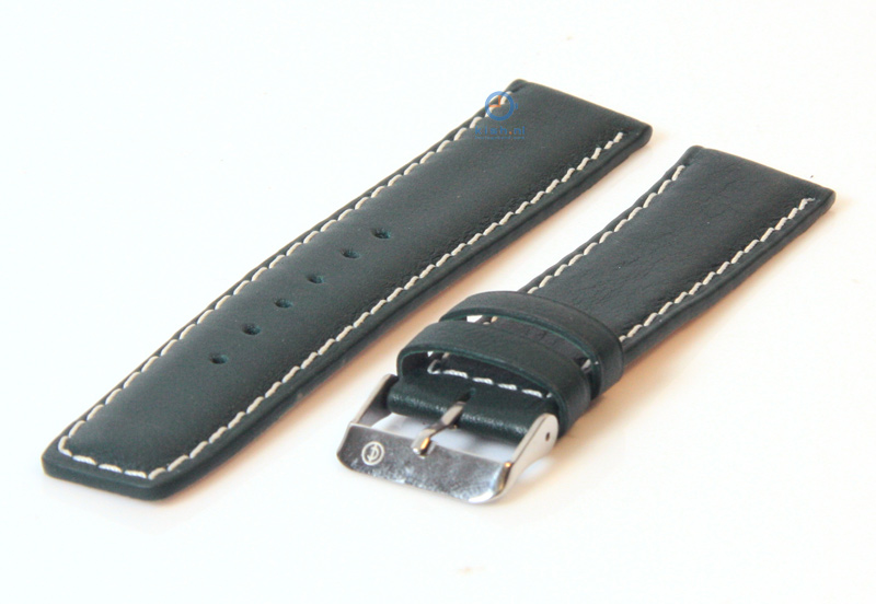 Horlogeband 24mm donkergroen leer