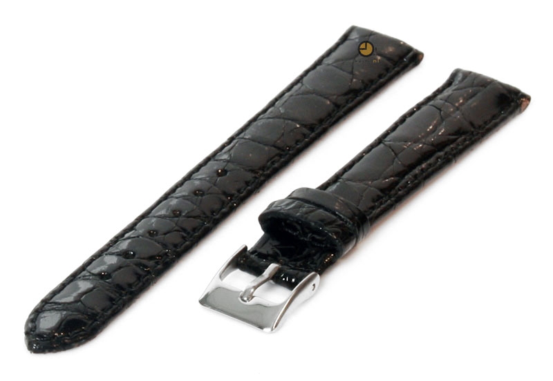 14mm horlogeband echt krokodillenleer zwart