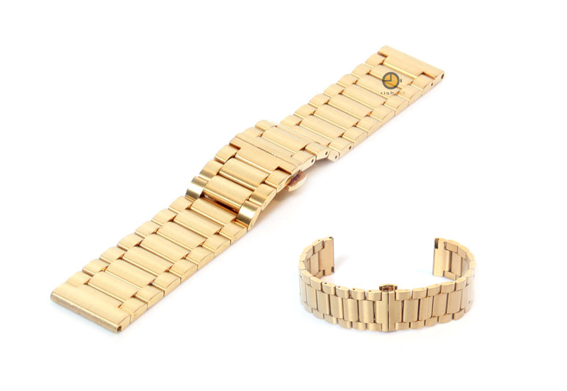 Horlogeband 22mm staal mat goud