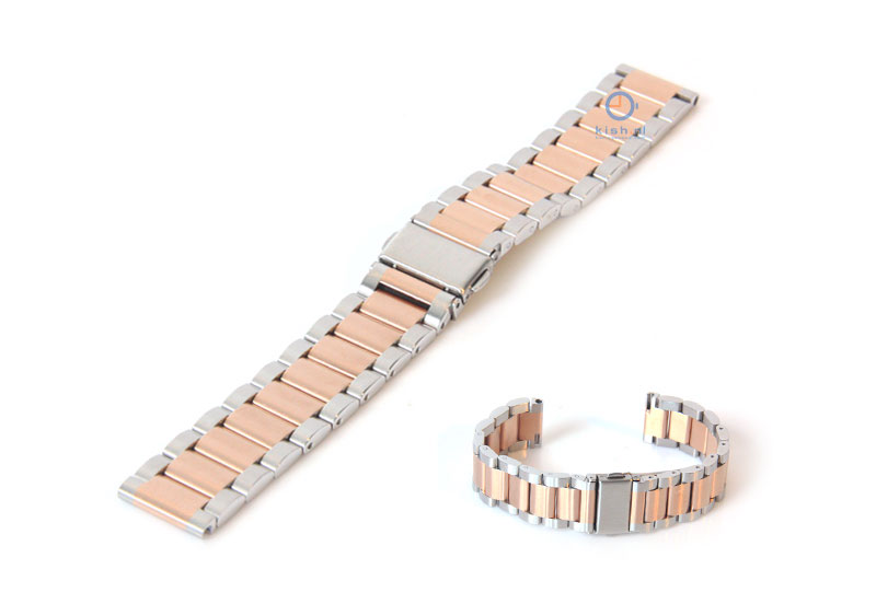 Horlogeband 18mm mat staal mat zilver rose goud
